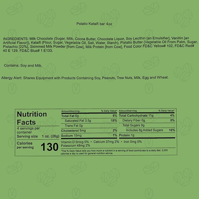 Dubai Pistachio Knafeh Chocolate Bar – Belgian Milk Chocolate Delight (190g)