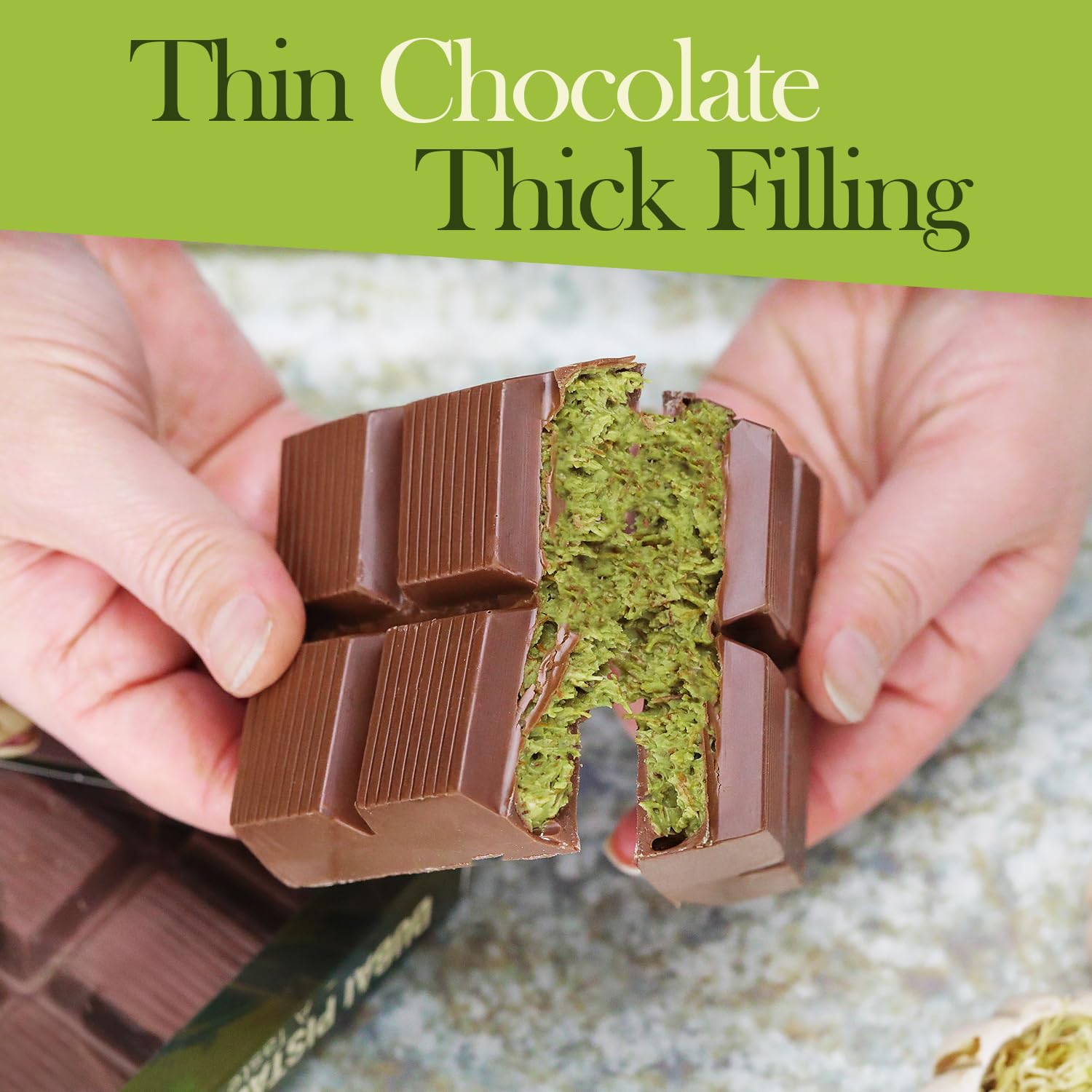 Gourmet Kunafa Pistachio Chocolate Bar – Milk Chocolate Dubai Delight (1 oz / 0.28kg)